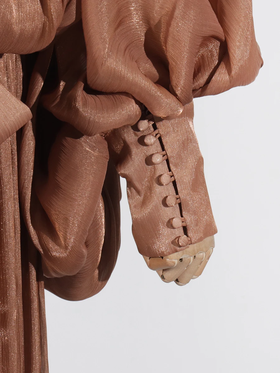 Maxi Dresses for Women Scarf Collar Lantern Sleeve Loose Waist Casual Temperament Dress Female New - Image 26