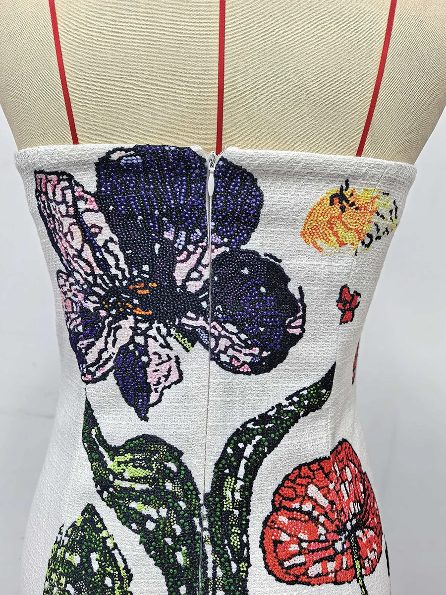 Sequin Print Sweet Party Style Mini Dress for Women Strapless Sleeveless High Waist Backelss Dress Female - Image 6